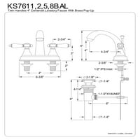 Kingston sárgaréz KS7618BAL in. Centerset Fürdőszoba Csaptelep, Csiszolt Nikkel