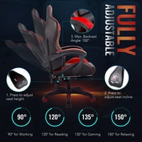 A BestCo High Back & Lumbar Support Swivel Gaming szék, fekete és piros