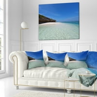 Designart Gompous Blue Beach nyáron - Modern Seascape Dobás párna - 18x18