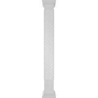 Ekena Millwork 12 W 10'h kézműves klasszikus négyzet alakú nem társított Herringbone Modern Fretwork oszlop W Crown Capital &