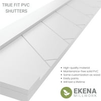 Ekena Millwork 12 W 43 h True Fit PVC egyetlen Panel Halszálkás Modern stílus Fix Mount redőnyök, Fekete