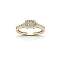 1 3ct tdw gyémánt 10k sárga arany négyzet alakú halo eljegyzési gyűrű