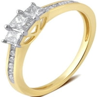 Carat T.W. Kő hercegnő gyémánt 10K sárga arany eljegyzési gyűrű