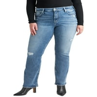 Ezüst Jeans Co. plusz méret Avery magas emelkedésű vékony bootcut farmer derékméret 12-24