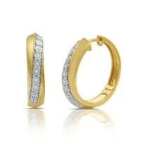 Gyémánt akcentus 14 kt arany ezüst átlós karika fülbevalók