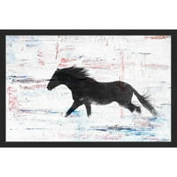 Parvez Taj Fekete Ló Stride Keretes festménynyomtatás