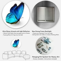 DesignArTART 'Világos kék pillangó közelről a fehérre ”modern körfém fali művészet - 23 -as lemez