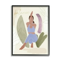 Stupell Industries Balance Text Yoga Fitness Person Botanical Wrechstrokes 30, Victoria Barnes tervezése