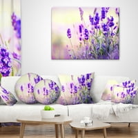 Designart lila levendula mező - virágfotózás dobja a párnát - 12x20