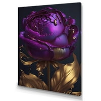 Designart Purple Peony Liquid Gold III vászon fali művészet