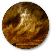 Designart 'sivatagi parasztház felhős égbolt alatt II' parasztház körfém fali művészet - 11 -es lemez