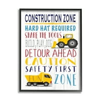 Stupell Industries Kid's Construction Zone szoba Sign Fun Trucks, 20, amelyet Elizabeth Tyndall tervezett