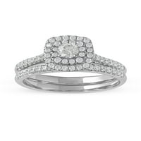 3 4ct TW Diamond párna alakú menyasszonyi gyűrű 10K fehéraranyban