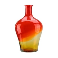 15.5 láng narancs és borostyán sárga ombre kézzel fújt buborék üveg váza