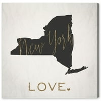 Wynwood Studio Cities and Skylines Wall Art vászon nyomatok 'New York Love' Egyesült Államok városai - fekete, arany
