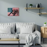Stupell Industries American Flag USA Rustic Bull Design Canvas Wall Art készítette: Daniel Sproul