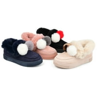 Brinley Co. Női Comfort Foam Fau Fur Trim Pom Pom Accent Slipper