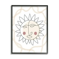 Stupell Industries Boho Sun Line Drawing Solar Rays Squiggle keretes fal art, 30, Lil 'Rue tervezése