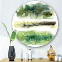 Designart 'Arany Zöld Absztrakt felhők III' Modern Circle Metal Wall Art - 11 lemez