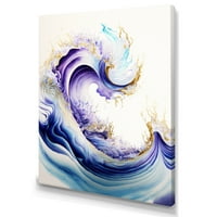 Designart kék, arany és lila splash festék II vászon fali művészet