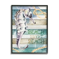 Stamell Sweet Beach Seahorse tengeri kötél tájfestés fekete keretes művészet nyomtatott fali művészet
