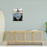 Csónak árbocos óceáni kikötő szállítás fényképe szürke keretes művészeti nyomtatási fal művészet