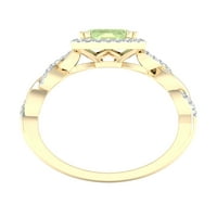 Császári drágakő 10k sárga arany smaragd vágás zöld ametiszt ct tw gyémánt halo női gyűrű