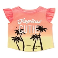 Garanimals kislányok és kisgyermek lányok trópusi cutie pálmafa grafikus póló, méretek 12m-5T