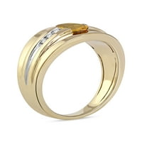 Imperial drágakő 10K sárga arany ovális vágás Madeira citrin 1 6ct TW Diamond férfi gyűrű