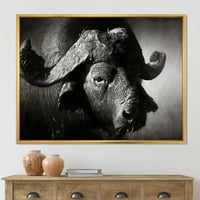 Designart 'Buffalo II fekete -fehér portréja' parasztház keretes vászon fali művészet