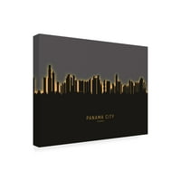 Michael Tombsett 'Panama City Skyline Glow II' vászon művészet