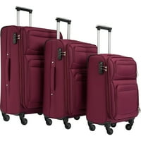 Aukfa Softside kibővíthető poggyász fonógépekkel, 3 darabos bőrönd-készlet az utazáshoz, piros