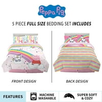 Peppa sertés gyerekek teljes ágy egy táskában, vigasztalóban és lepedőkben, rózsaszín