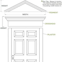 Ekena Millwork 114 alsó szélesség 7 8 Felső szélesség 1 4 H 1 P Hagyományos keresztfej W DECO Keystone