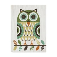 Védjegy Szépművészet 'Folk Lodge Owl Earth' vászon művészete, Michael Mullan