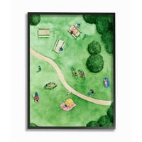 Stupell Industries Aerial Park szórakoztató akvarell nyári barátok festés keretes fal art dizájn, Grace Pop, 24 30