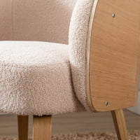 Modern ékezetes szék, Aukfa kárpitozott hiúság szék fa lábakkal, egy kanapé szék szék, báránybőr oldalsó szék a nappali hálószobás