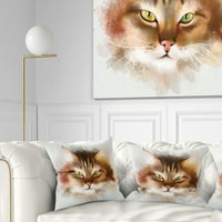 Designart Bold Brown macska akvarell vázlat - Animal Dobás párna - 18x18