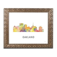 Védjegy Szépművészet 'Oakland California Skyline WB-1' vászon Art készítette: Marlene Watson, arany díszes keret