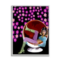 Stupell Industries Pink Daisy Flowers színésznő, Taylor Lounging Modern szék, 14, Design by Lynnda Rakos