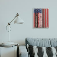 Stupell Industries Isten áldja meg Amerika fa gabona zászló piros fehér kék Americana keretes fali művészet tervezése, Kim Allen,