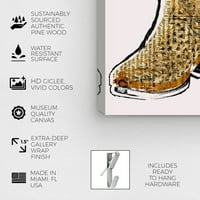 A Wynwood Studio Fashion and Glam Wall Art vászon nyomatok „Walkin” cipőre készültek - arany, fehér