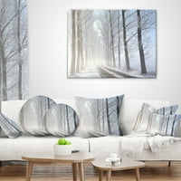 Designart téli vidéki út ködös reggelen - Forest dobás párna - 12x20