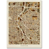 Védjegy Képzőművészet Denver Co Street Map Brown vászon művészete, Michael Tompsett