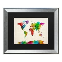 Védjegy Szépművészet 'Akvarell világtérkép ii' vászon művészete, Michael Tompsett
