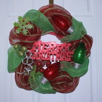 Ünnepi idő karácsonyi dekoráció 20 piros és zöld háló koszorú