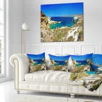 Designart Milos Island Bay Panorama - Tengeri dobás párna - 16x16