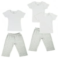 Bambini fehér és szürke pólók & Track Sweatpants Outfit készletek