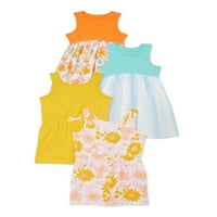 Wonder Nation Toddler Girl Romper és ruhakészlet, 4 darab, hónapok-5T