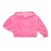 Wonder Nation Girls Velor Full-Zip kapucnis pulóver, Méretek 4- & Plus